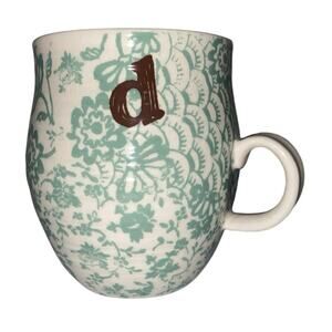 Anthropologie Ceramic Homegrown Monogram Initial Mug "d”